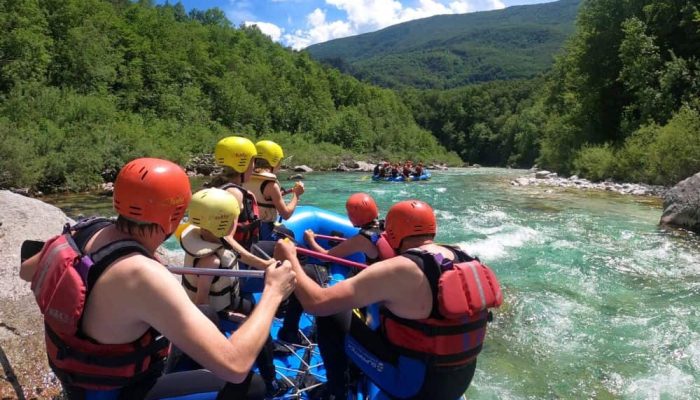 Family Rafting Soča River Family rafting on Soča River in Bovec, Slovenia