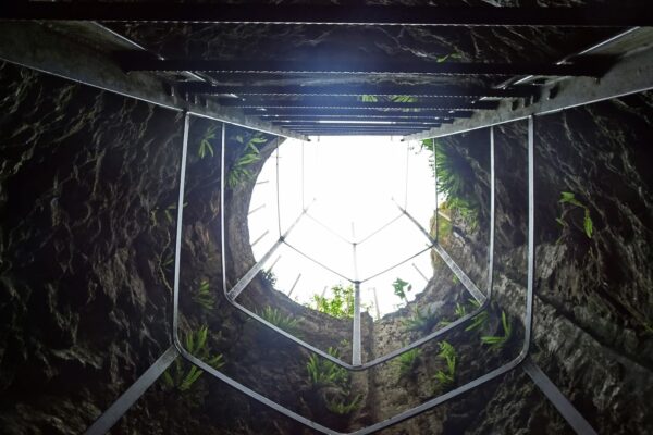 Tunnel shaft linking Fort Hermann to three caves (kavernas) Vertical shaft connecting Fort Hermann with underground caves